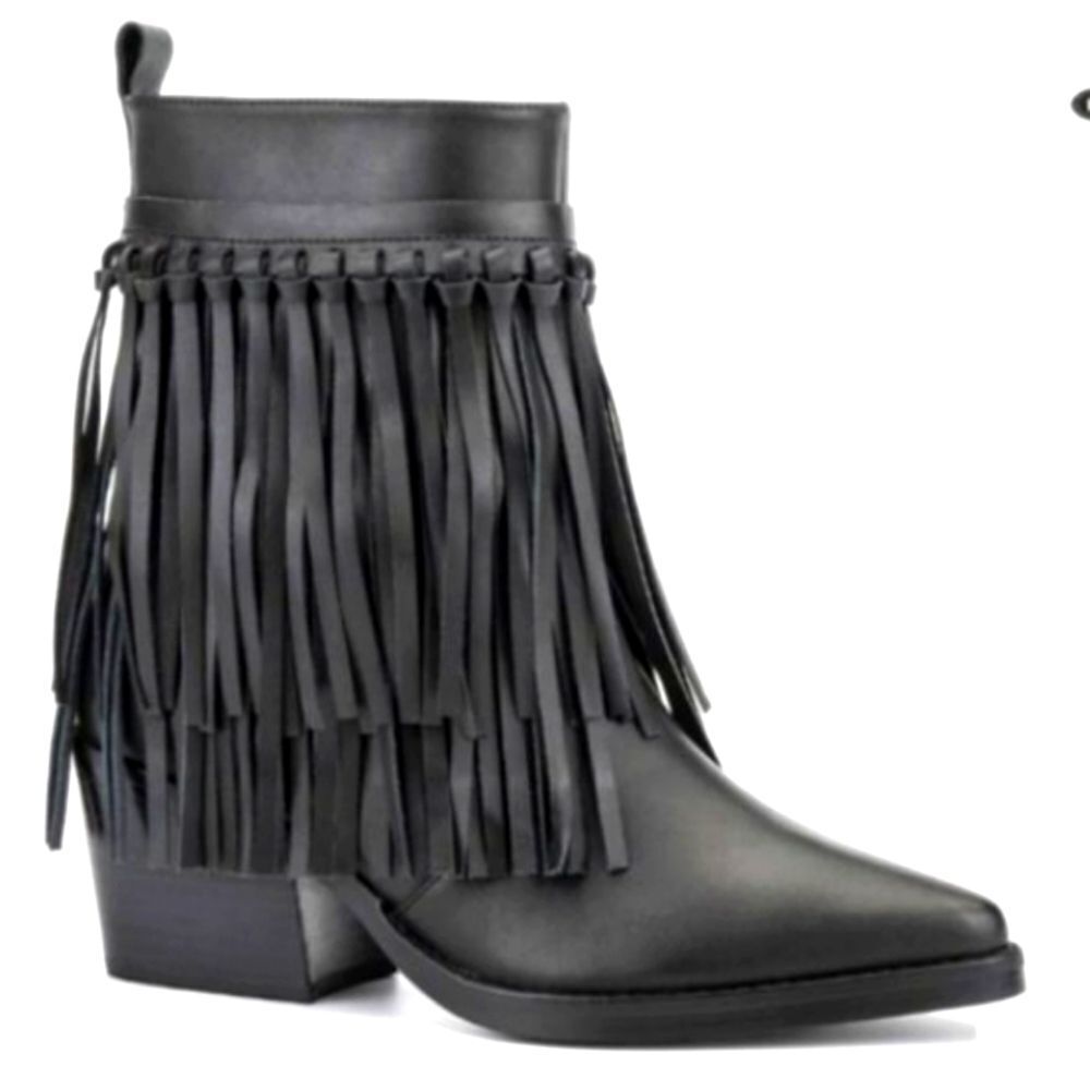 NWT Rebel Wilson 3-in-1 Leather Fringe Moto Ankle Boots 6W